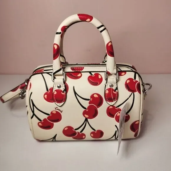 NWT Coach CY745 Mini Rowan Crossbody Bag Cherry Print Red Chalk - Picture 3 of 6
